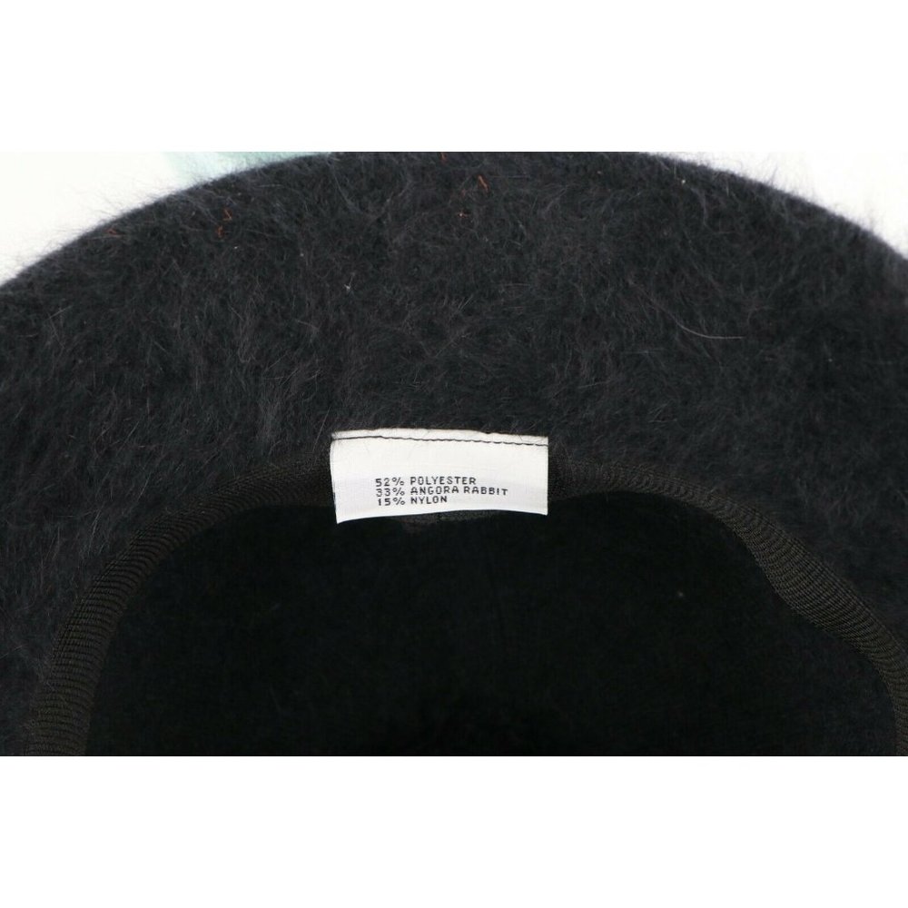 Vintage 90s Streetwear Blank Angora Rabbit Hair Blend Bucket Hat Cap Black - Picture 6 of 6